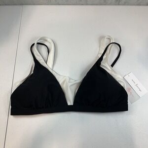 Mimi Flamingo Women's Swim Bikini Top Drift Layered Two‎ Tone Black White 12